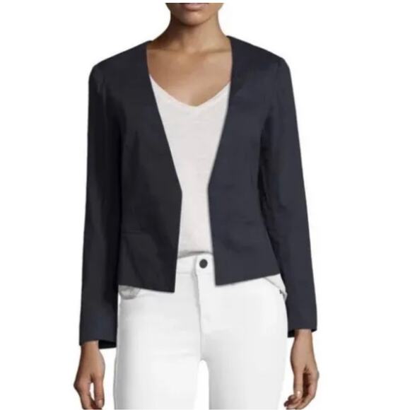 Theory Women's Benefield Open Navy Linen Blazer Size 4 - Picture 10 of 11
